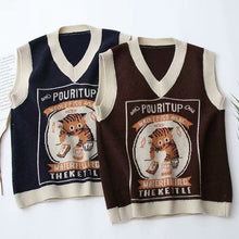 Load image into Gallery viewer, Vintage Sweater Vest Kawaii Cat