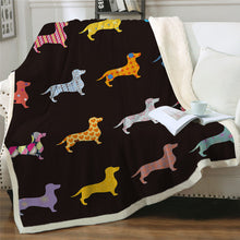Load image into Gallery viewer, Colorful Dachshund Dog Fleece Blanket
