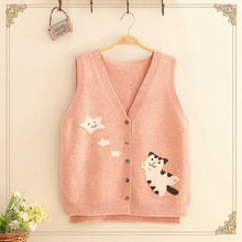 Load image into Gallery viewer, V-Neck Cat Sweater