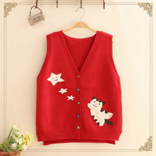 Load image into Gallery viewer, V-Neck Cat Sweater