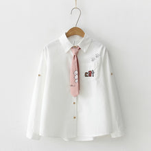 Load image into Gallery viewer, Cat Embroidery Cotton Shirt