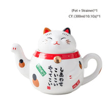 Load image into Gallery viewer, Cute Lucky Cat Porcelain Tea Set