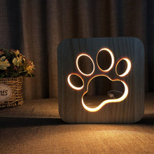 Load image into Gallery viewer, LED Wooden Dog Paw Head Lamp