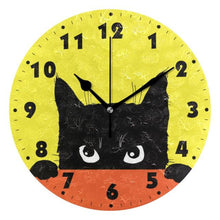 Load image into Gallery viewer, Round Cat Face Wall Clock