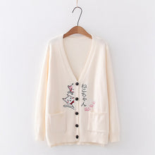 Load image into Gallery viewer, Cat Embroidery Cardigan And Pants