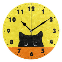 Load image into Gallery viewer, Round Cat Face Wall Clock