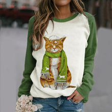 Load image into Gallery viewer, Cat Print Spring/Autumn O Neck Long Sleeve