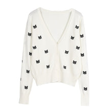 Load image into Gallery viewer, Cat Embroidery V-Neck Vintage Sweater