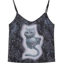 Load image into Gallery viewer, Cat Print Sling Crop Tops Sleeveless