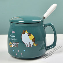 Load image into Gallery viewer, Cute Cat Ceramic Mug/Spoon
