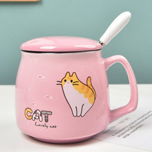 Load image into Gallery viewer, Cute Cat Ceramic Mug/Spoon