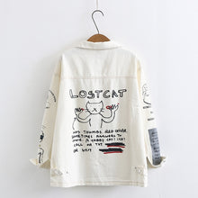 Load image into Gallery viewer, "LOST CAT" Denim Cartoon Cat Jacket