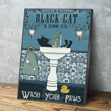 Load image into Gallery viewer, The Black Cat Wash Your Paws Canvas Wall Art