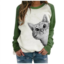 Load image into Gallery viewer, Cat Print Spring/Autumn O Neck Long Sleeve