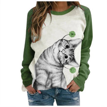 Load image into Gallery viewer, Cat Print Spring/Autumn O Neck Long Sleeve