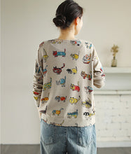 Load image into Gallery viewer, Kawaii Cartoon Cat Thin Sweater