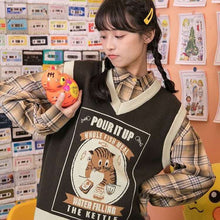 Load image into Gallery viewer, Vintage Sweater Vest Kawaii Cat
