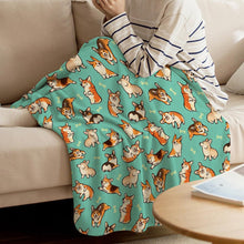 Load image into Gallery viewer, Corgi Cartoon Throw Blanket