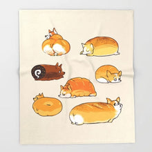 Load image into Gallery viewer, Corgi Cartoon Throw Blanket