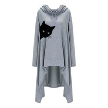 Load image into Gallery viewer, Graphic Cat Print Loose Hoodie