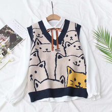 Load image into Gallery viewer, Sweater Cute Cat Women Vest