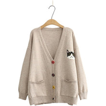 Load image into Gallery viewer, Cardigans Cartoon Cat Sweater