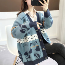 Load image into Gallery viewer, Cartoon Cat Cardigan Women Coat