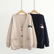 Load image into Gallery viewer, Cardigans Cartoon Cat Sweater