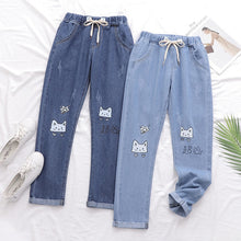 Load image into Gallery viewer, Summer Cartoon Cat Denim Pants