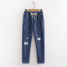 Load image into Gallery viewer, Summer Cartoon Cat Denim Pants