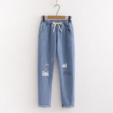 Load image into Gallery viewer, Summer Cartoon Cat Denim Pants