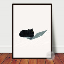 Load image into Gallery viewer, Black Cat Poster Nordic Wall Art Canvas