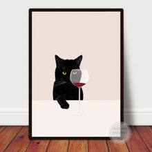 Load image into Gallery viewer, Black Cat Poster Nordic Wall Art Canvas