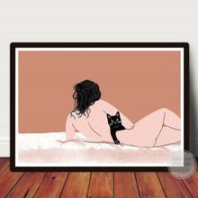 Load image into Gallery viewer, Black Cat Poster Nordic Wall Art Canvas