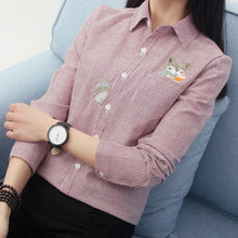 Load image into Gallery viewer, Fox Embroidery Long Sleeve Blouse