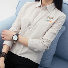 Load image into Gallery viewer, Fox Embroidery Long Sleeve Blouse