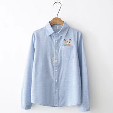 Load image into Gallery viewer, Fox Embroidery Long Sleeve Blouse