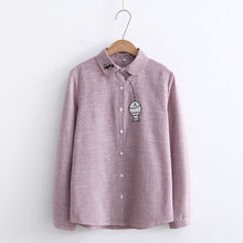 Load image into Gallery viewer, Fox Embroidery Long Sleeve Blouse