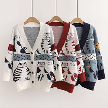 Load image into Gallery viewer, Cartoon Cat Cardigan Women Coat