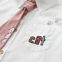 Load image into Gallery viewer, Cat Embroidery Cotton Shirt
