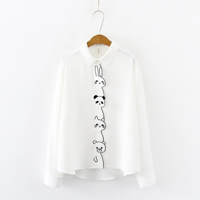 Cute Embroidery Cotton Blouse