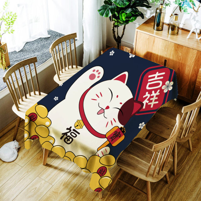 Cartoon Lucky Cat Table Cloth