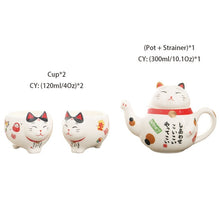 Load image into Gallery viewer, Cute Lucky Cat Porcelain Tea Set
