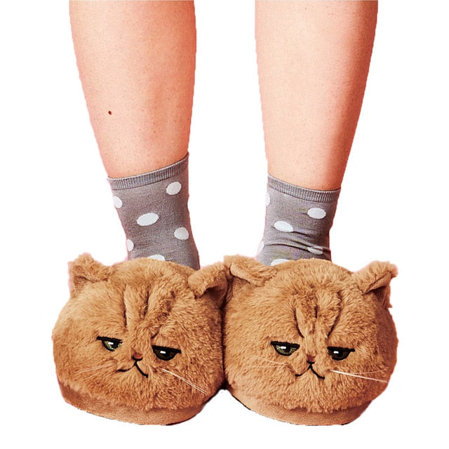 Cute Plush Cat Slippers