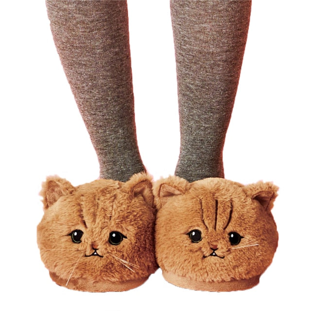Cute Plush Cat Slippers