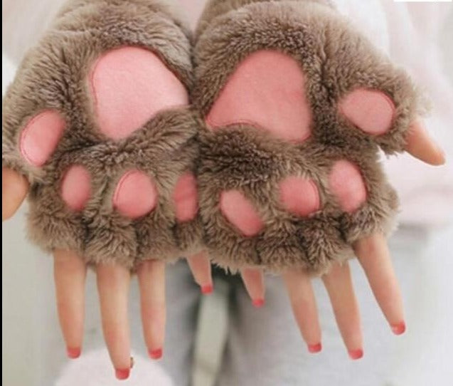 Cute Cat Paw Plush Mitten