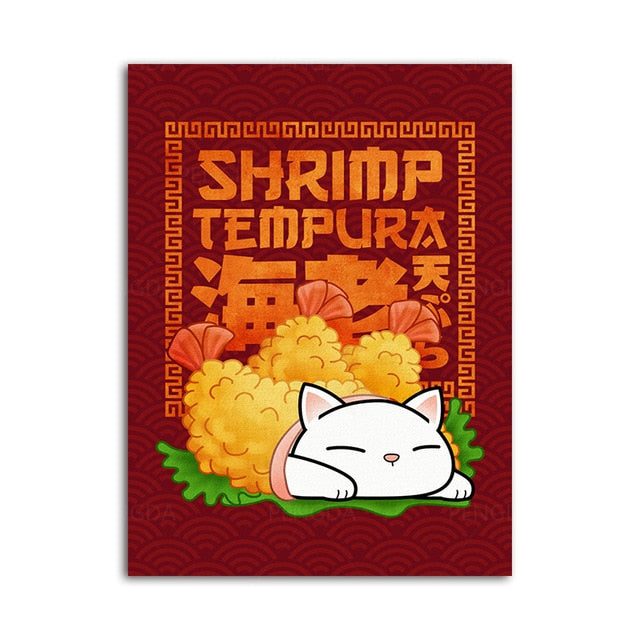 Japanese Canvas Cute Cat Wall Art