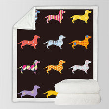 Load image into Gallery viewer, Colorful Dachshund Dog Fleece Blanket

