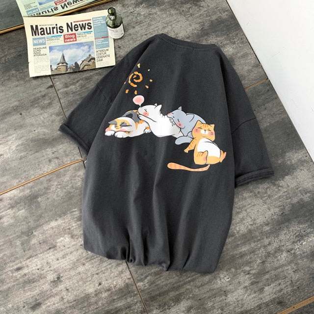 Summer Kawaii Cat Cartoon Shirt