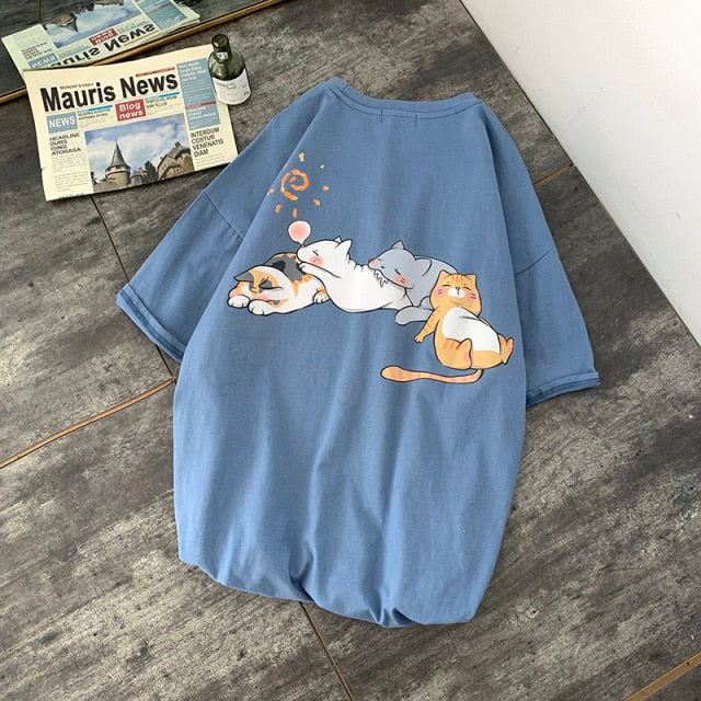 Summer Kawaii Cat Cartoon Shirt